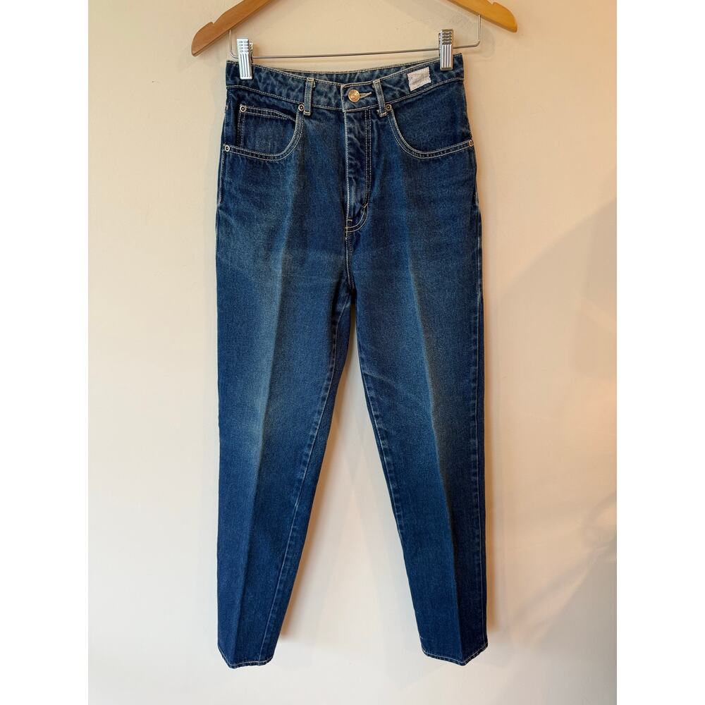 SASSON Vintage High Rise Straight Leg Jeans Cotton Dark Denim Blue Junior Size 7